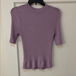 Lavender Wool Ribbed Knit Top